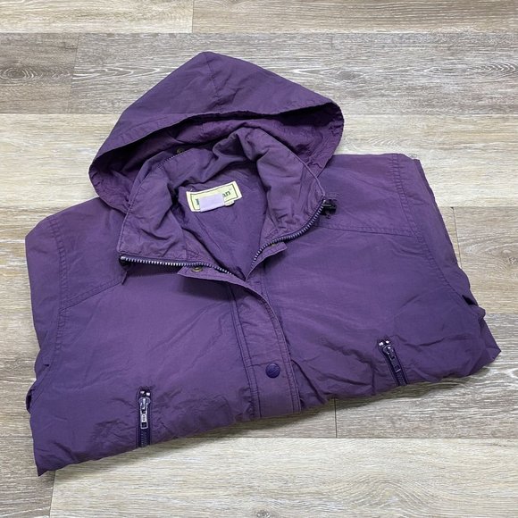 L.L BEAN Snap & Zip Up Purple Hooded Basic Jacket w/ Pockets Women's Size Small - Picture 1 of 11